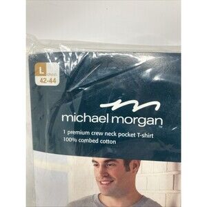 Michael Morgan Premium Crew Neck Pocket T Shirts New in Pkg 1 Gray Grey NOS VTG